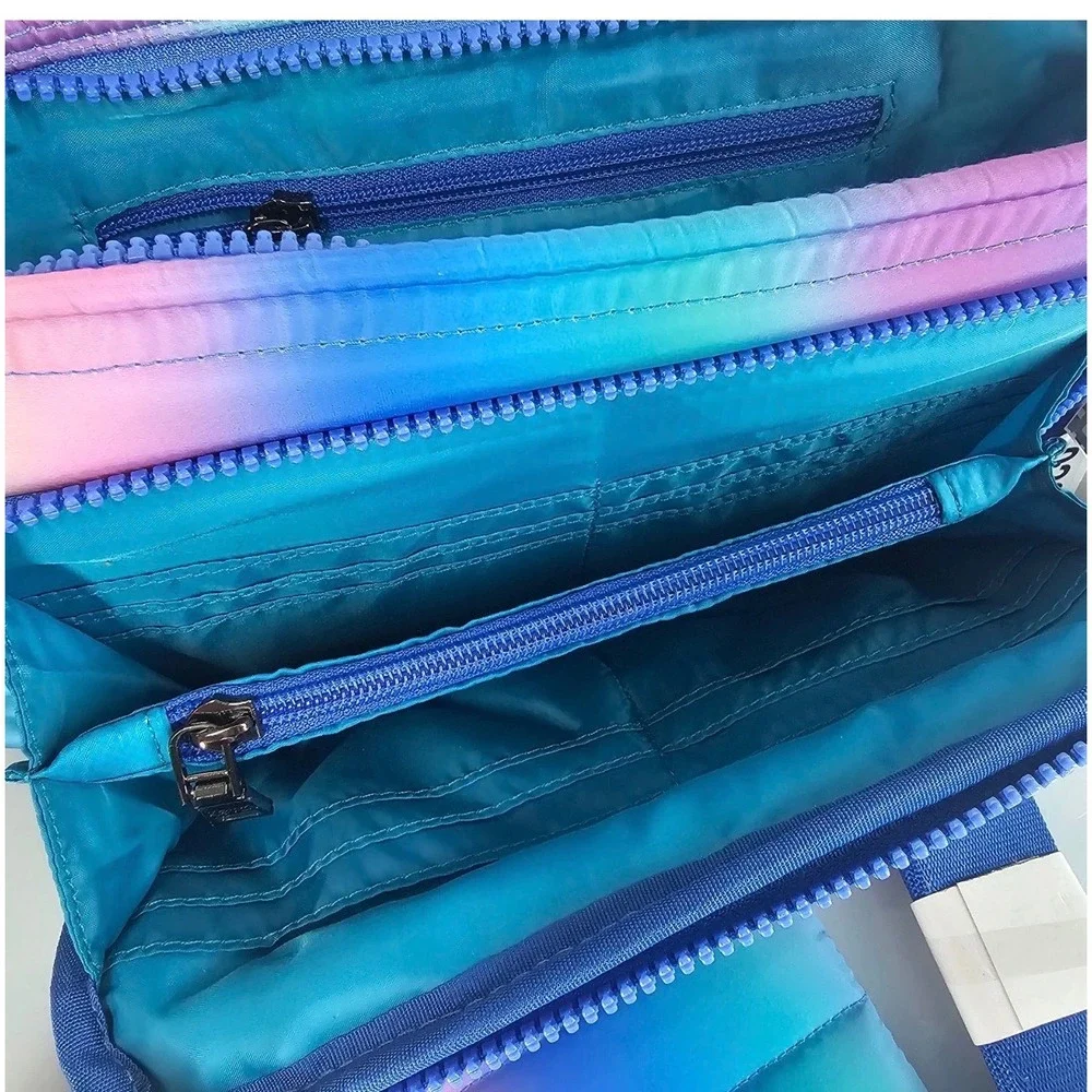 Think‎ Royln Downtown Crossbody Bag Rainbow Ombre Quilted Puffer Pouch New